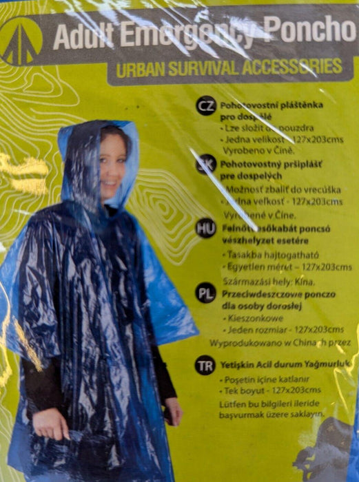 Summit - Adult Emergency Poncho - Blue - Size 50x60