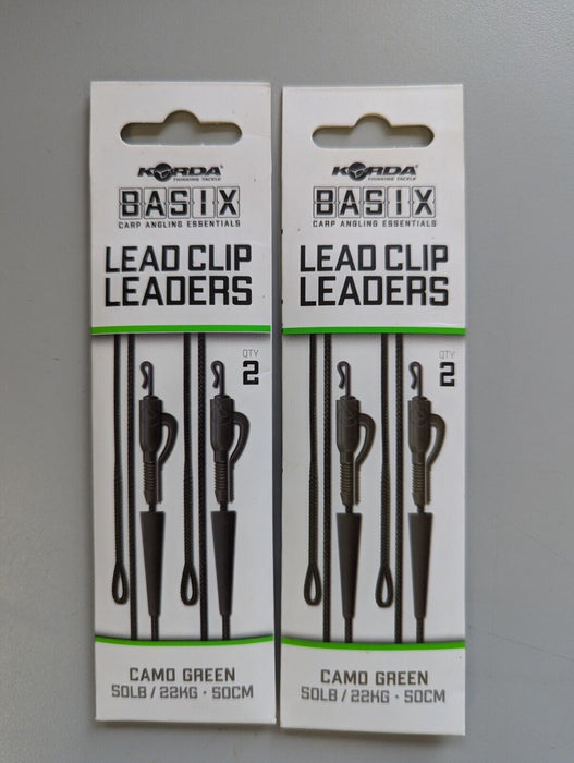 2 Pack Korda Basix Lead Clip Leaders - 2 Per Pack