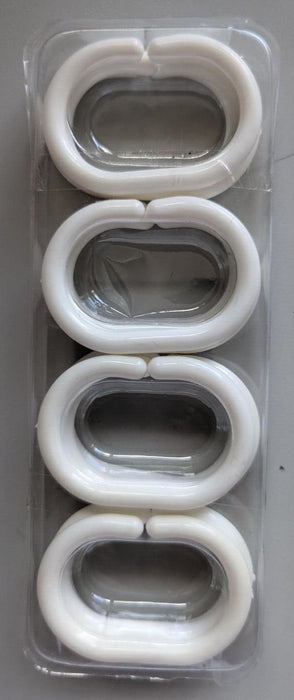 Shower Curtain Rings 12 Count White Plastic Easy To Use 2.25" Oval Shape