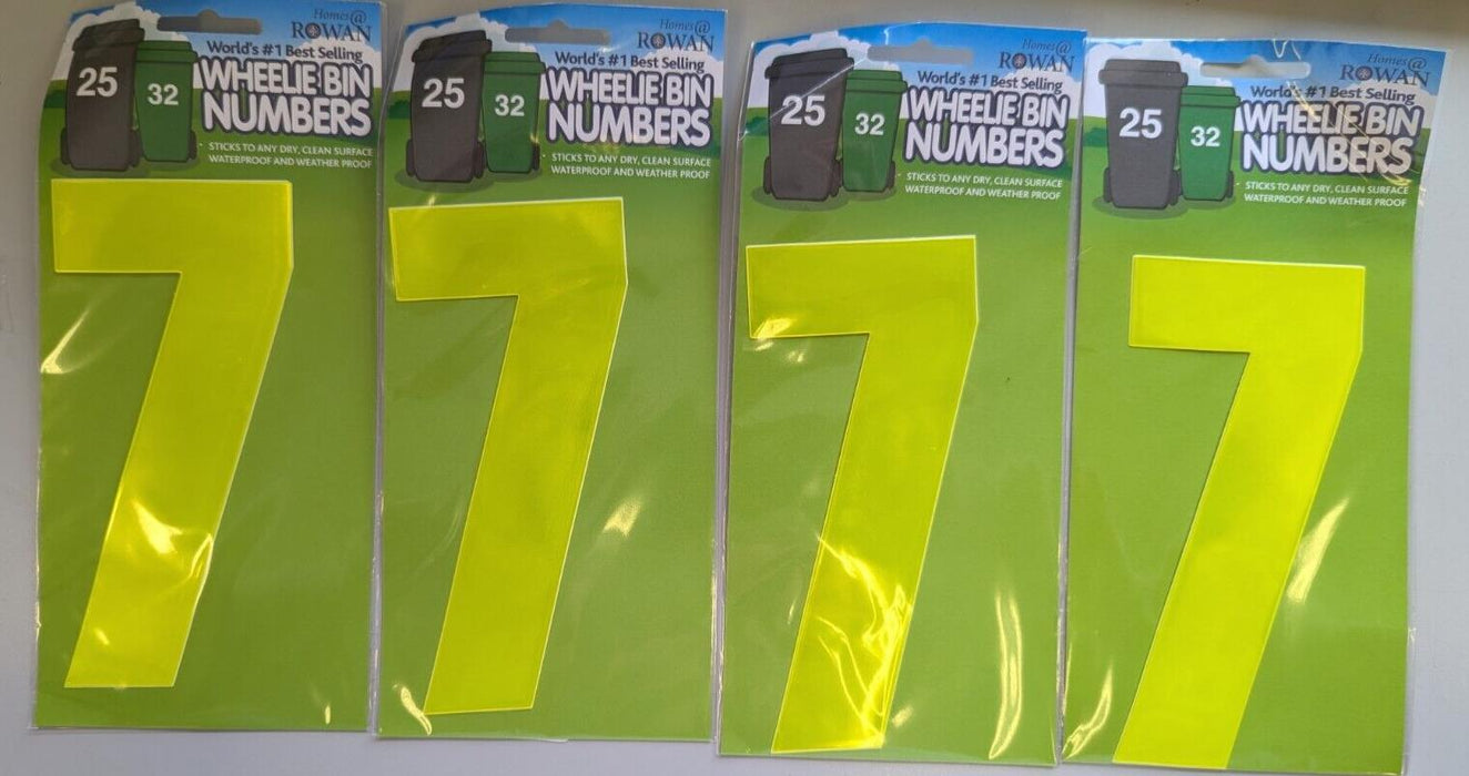 4 pack Hi-Viz Wheelie Bin Number 7