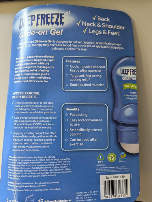 DeepFreeze Glide-On Gel, 3 × 50g