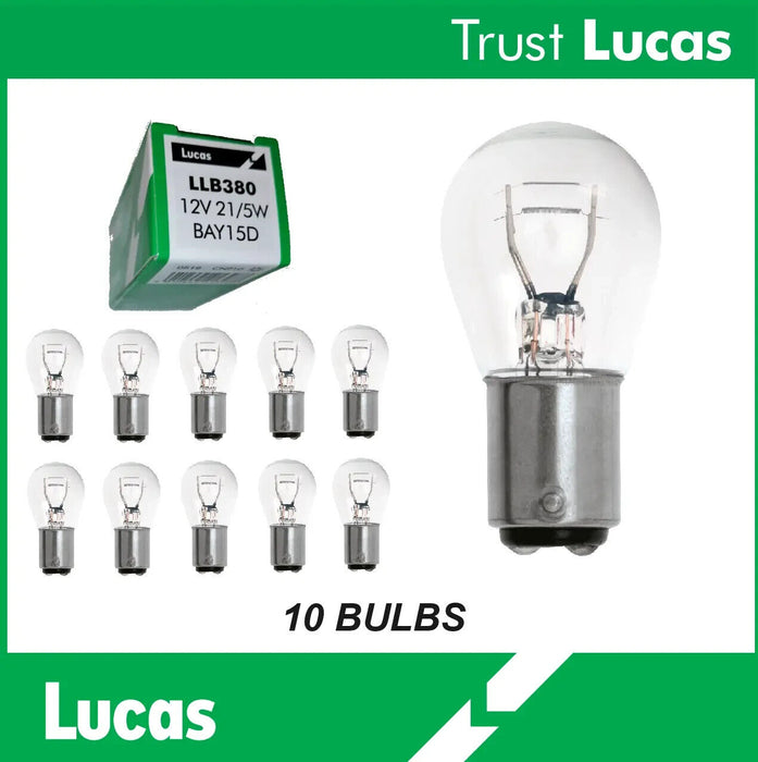 10 x Genuine LUCAS LLB380 Bulbs Brake, Stop, Tail Light LLB380T P21/5W