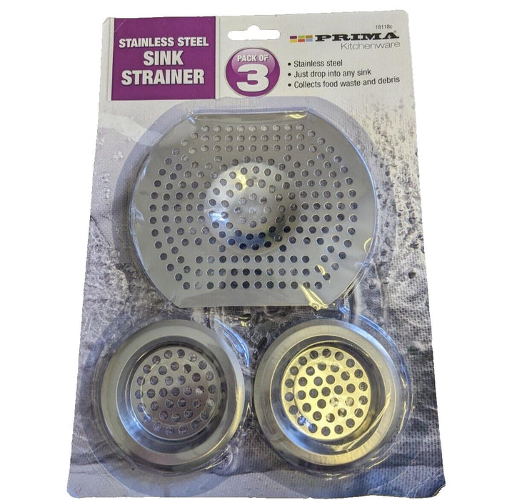 Prima Kitchenware Stainless Steel Sink Strainer - Pack of 3