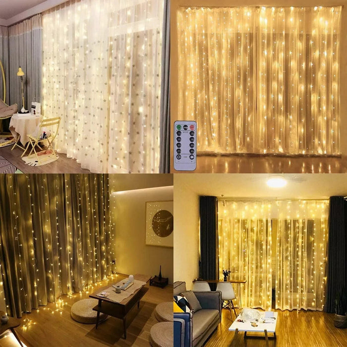 USB 8 Function Icicle Curtain Lights