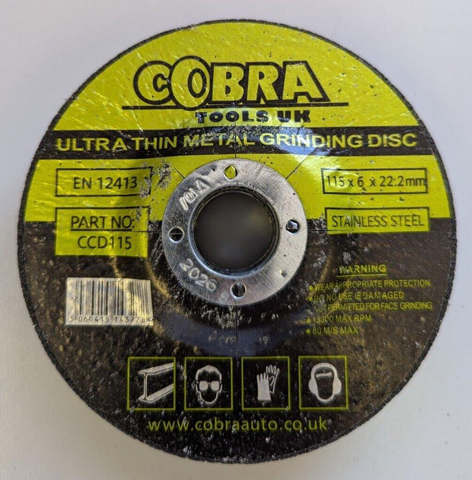 4 Pack Cobra Tools UK - Ultra Thin Metal Grinding Disc - 115x 6 x 22.2mm