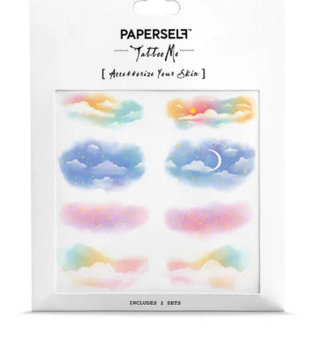 Paperself TEMPORARY TATTOO - Multi Coloured Clouds