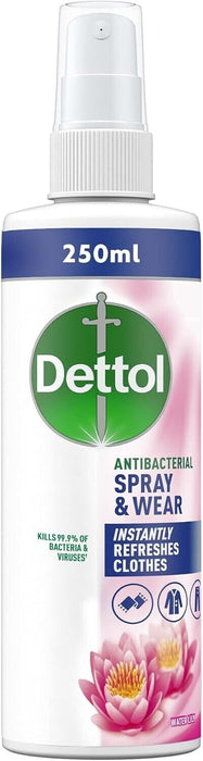 Dettol Spray & Wear Fabric Freshener Pink Water Lily, 250 ml