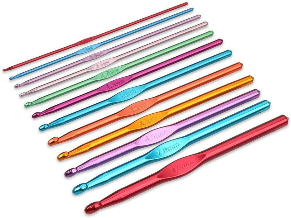 Crochet Hooks Set Aluminum Knitting Needles 14 Pieces with Pouch Case H&S