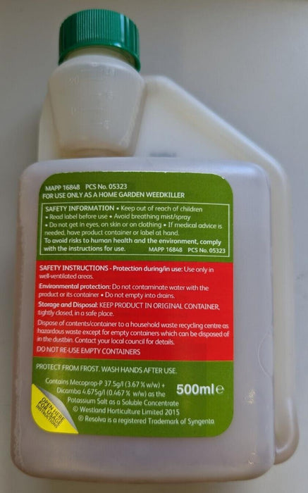 Westland Resolva Lawn Weedkiller Extra Concentrate 500ml, For All Grasses