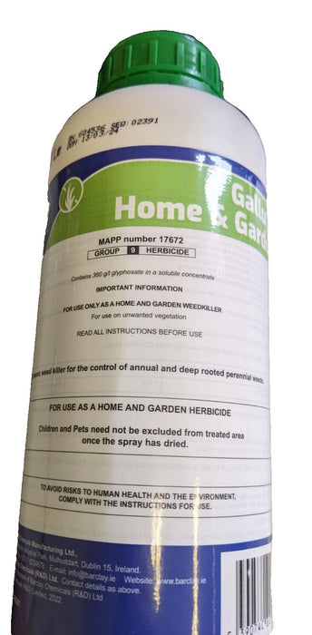 Gallup Home and Garden Weedkiller Concentrated Strong Glyphosate. 1 Litre