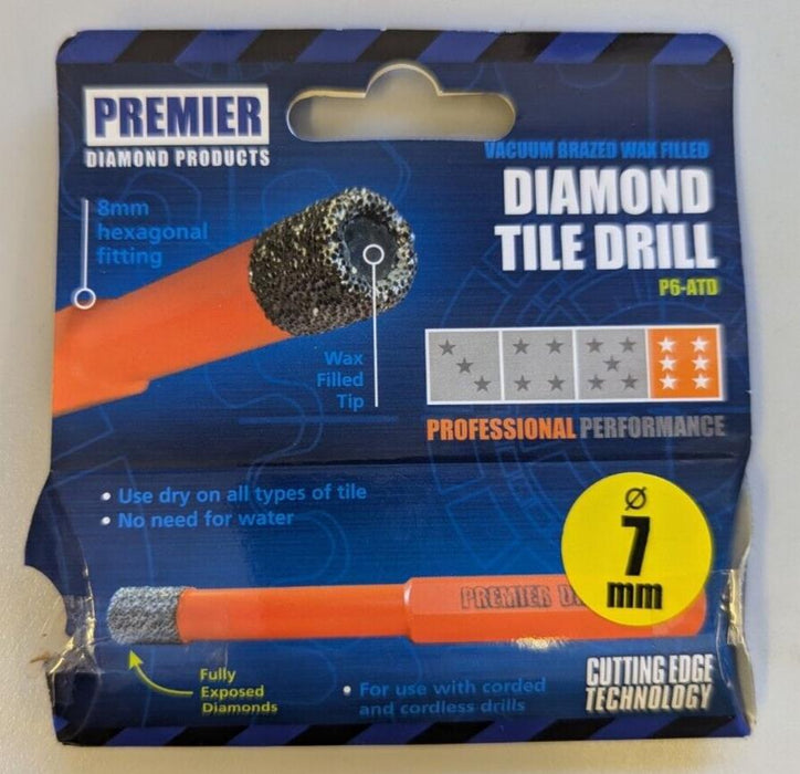 Premier Diamond Products P6- Atd Auto Cool Diamond Tile Drill Bits- 7mm