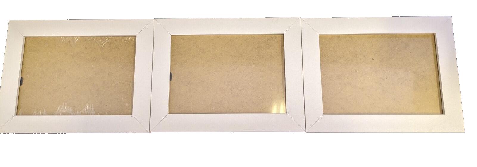 3X Photo Frames White Wood