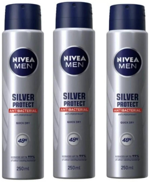 Nivea Men Silver Protection 250ml Anti Perspriant 3 Pack