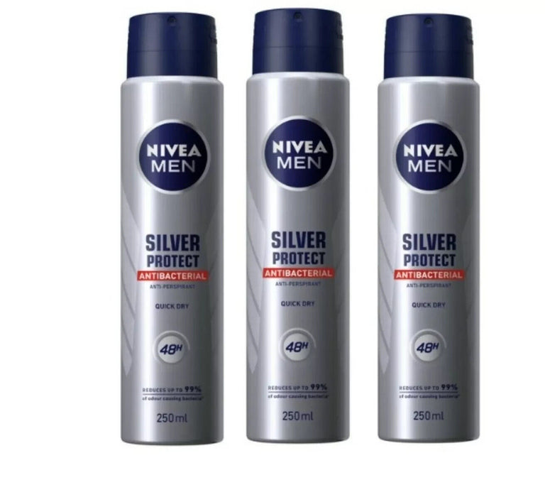 Nivea Men Silver Protection 250ml Anti Perspriant 3 Pack