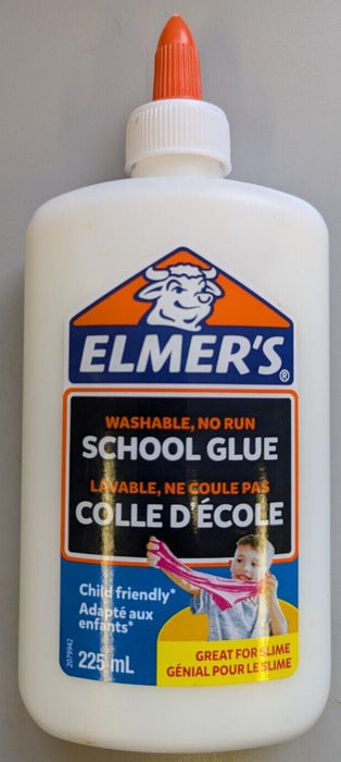 2 Pack Elmers White Washable No-Run PVA School Glue - Make slime! - 225ml