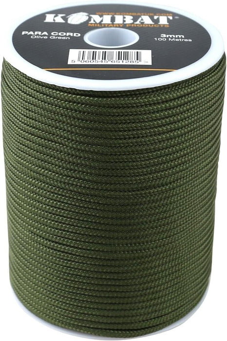 Kombat UK Paracord - 100m x 3mm Olive Green