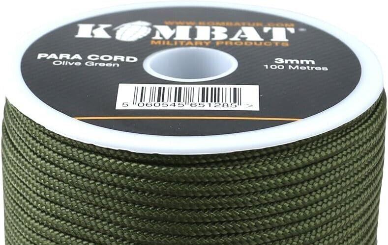 Kombat UK Paracord - 100m x 3mm Olive Green