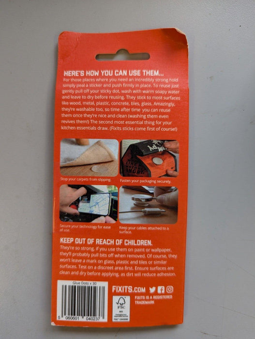 Fix Its Clear Reusable Extra Strong Glue Dots - 30 Pack