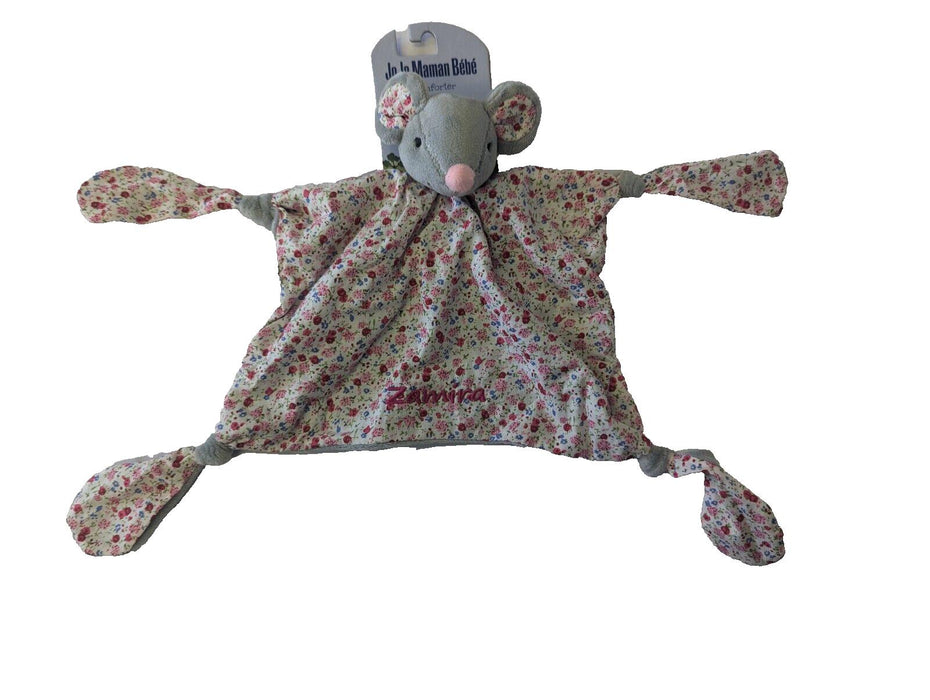 Jojo Maman Bebe Grey And Pink Floral Mouse Comforter