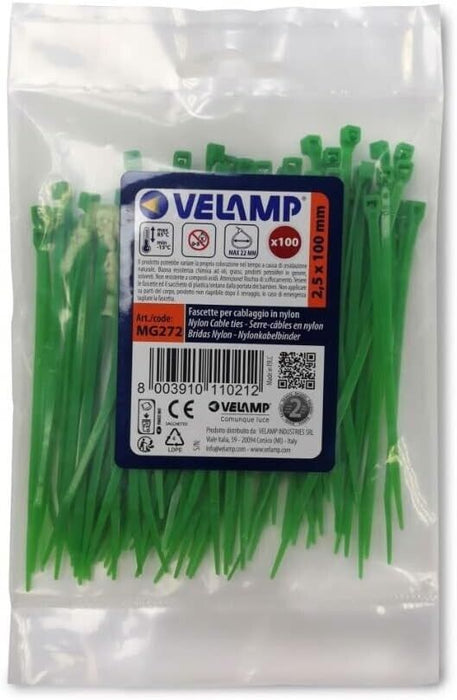 Green Nylon Cable Ties 2.5x100-100pcs x2