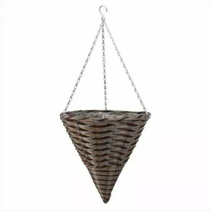 Smart Garden Outdoor Plant Flower Faux Rattan Hanging Cone  Pinto, 35cm x2