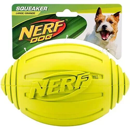 Nerf Dog Rugby Squeak Ball Toy Large Green