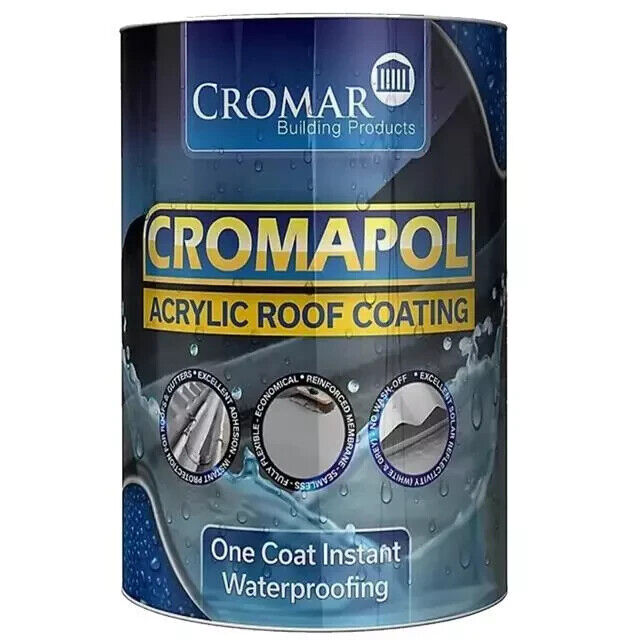 CROMAR Cromapol Emergency Roof Repair Acrylic Coating Waterproofing Black 2.5kg