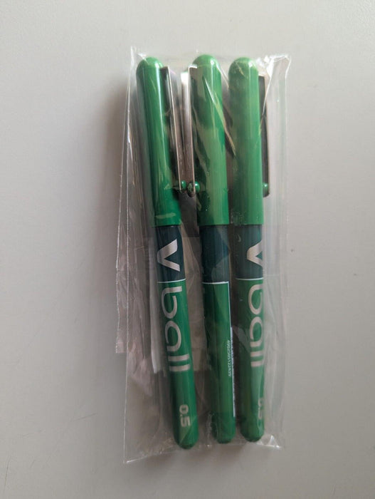 Pilot VB5 Green Pens Pack of 3