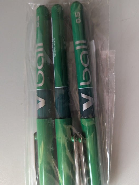 Pilot VB5 Green Pens Pack of 3