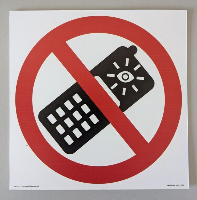 Prohibition No Camera Phones sign 200mm x 200mm x 1mm PVC