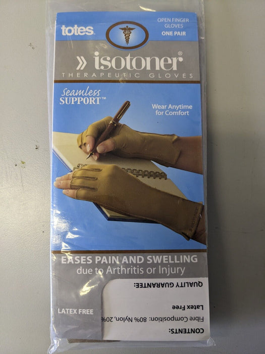 Totes Isotoner Therapeutic Open Finger Gloves Large One Pair