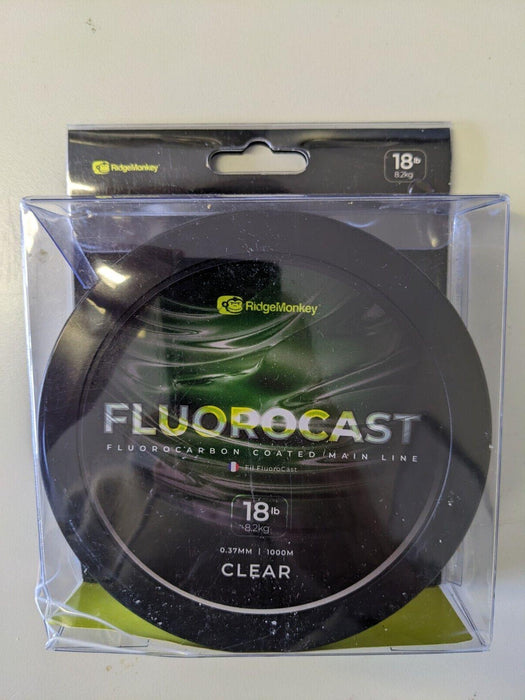 RidgeMonkey Fluorocast Fluorocarbon Coated Mainline .37mm 1000m 18lb/8.2kg CLEAR