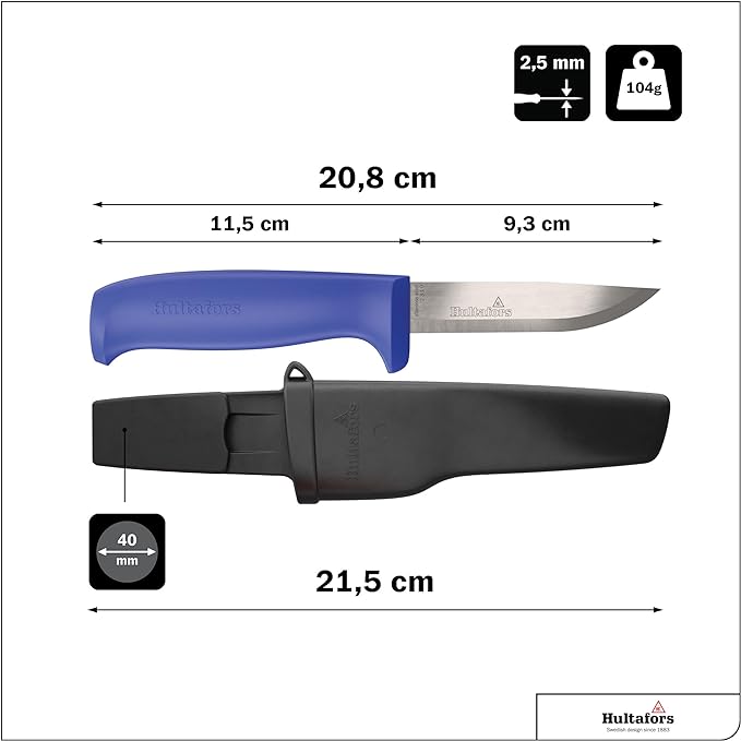 Hultafors Craftsman's knife RFR I All-purpose knife with ultra-resistant plastic handle and German high-grade stainless steel blade I Including holster and holder for working trousers I 380060
