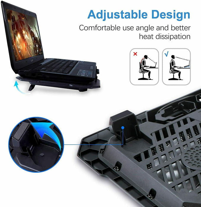 TopMate C302 10-15.6 Laptop Cooler Cooling Pad | Ultra Slim Portable 2 Quiet