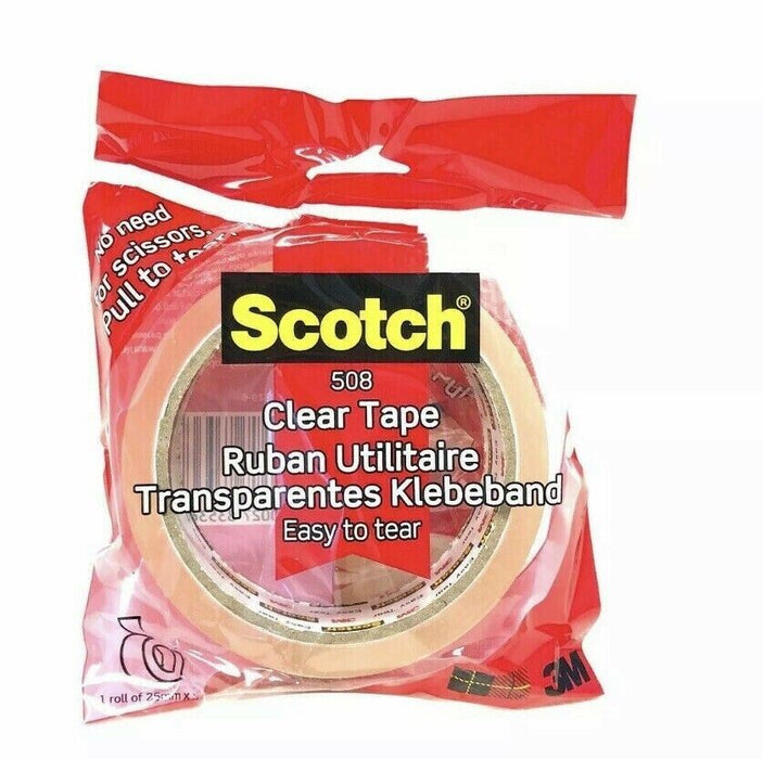 3M Easy Tear Tape Sellotape Scotch 50m Clear Sticky Tapes Transparent 2 roll