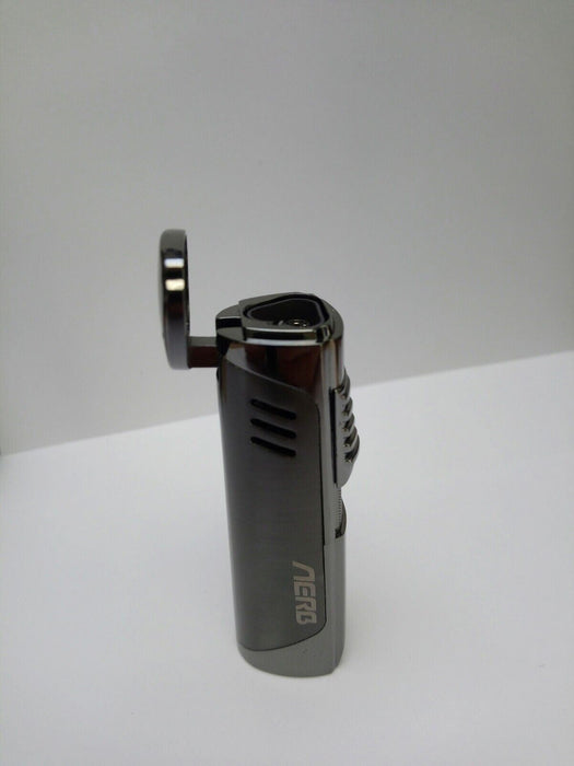 AERB Windproof Cigar Lighter 3 Jet With Cigar Punch. Satin Finish