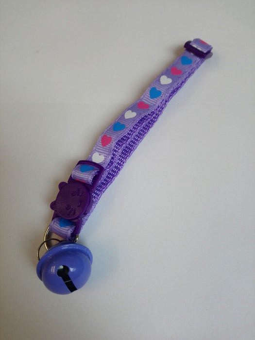 Purple Cute Cat Kitten Collar With Bell Safety Release Adjustable Pet Collar