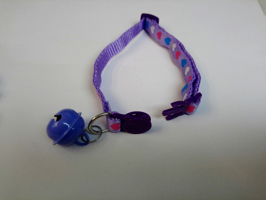 Purple Cute Cat Kitten Collar With Bell Safety Release Adjustable Pet Collar