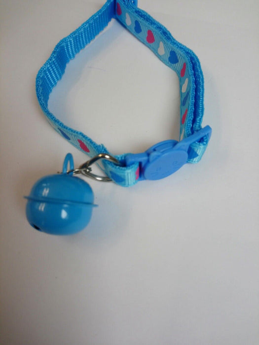 Blue Cute Cat Kitten Collar With Bell Safety Release Adjustable Pet Collar