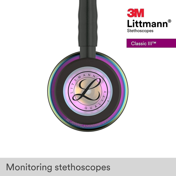 3M Littmann Classic III Monitoring Stethoscope, Rainbow-Finish Chestpiece, Black