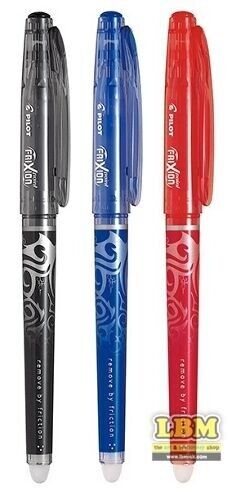 3 x Pilot FriXion POINT 05 Erasable Rollerball PENS BLACK/BLUE/RED