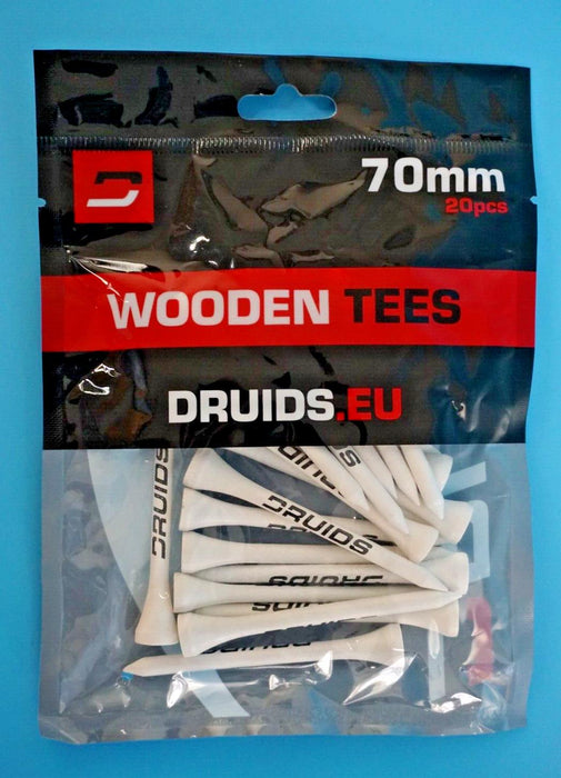 2x packs DRUIDS GOLF WOODEN GOLF TEES   WHITE ~ 70mm LONG