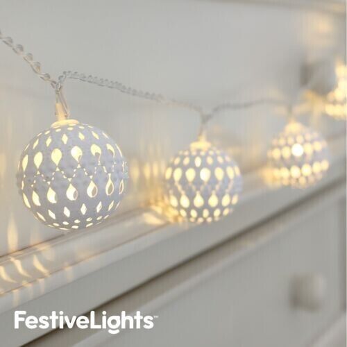1.5m Battery Moroccan Globe Lantern LED Clear Cable Indoor Fairy String Lights