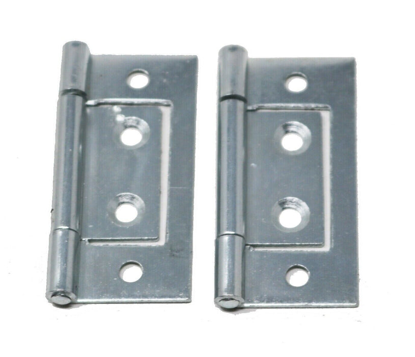 2 x Bulk Hardware Bright Zinc Plated Flush Door Cupboard Cabinet Hinge 50mm