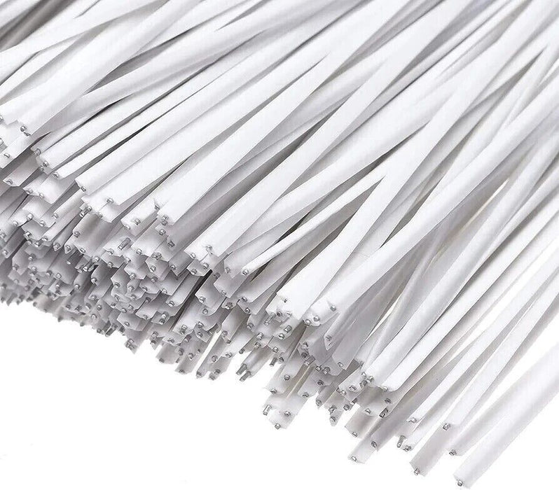 1000x White Twist Strips, twistbands  100mm/4inch for craft, gardening, packing