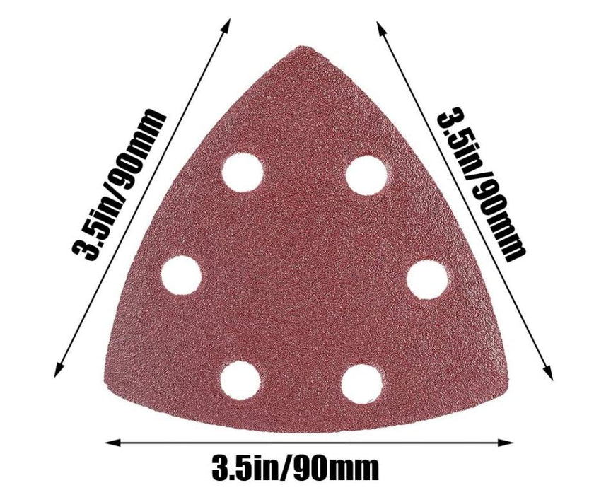 90mm P40 Triangle Hook and Loop 6 Hole Sanding Pads x 20