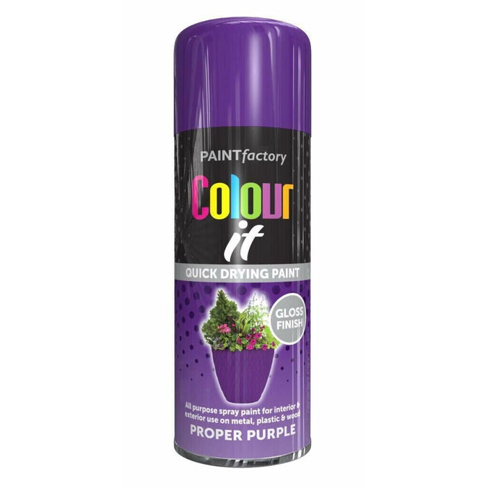 1 x 250ml Colour It Proper Purple Gloss Spray Car Van Bike Aerosol Paint