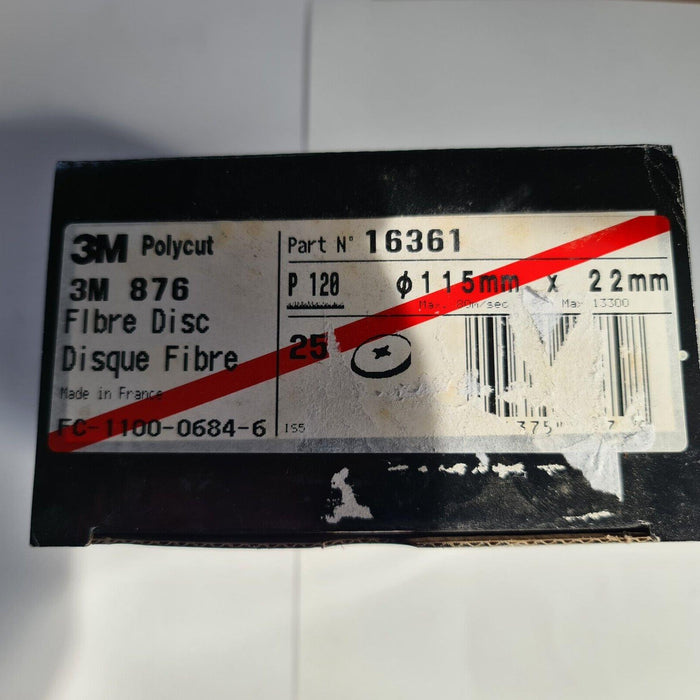 3m P120 Fibre Discs 115 x 22mm Pack of 25 Part No 16361 New