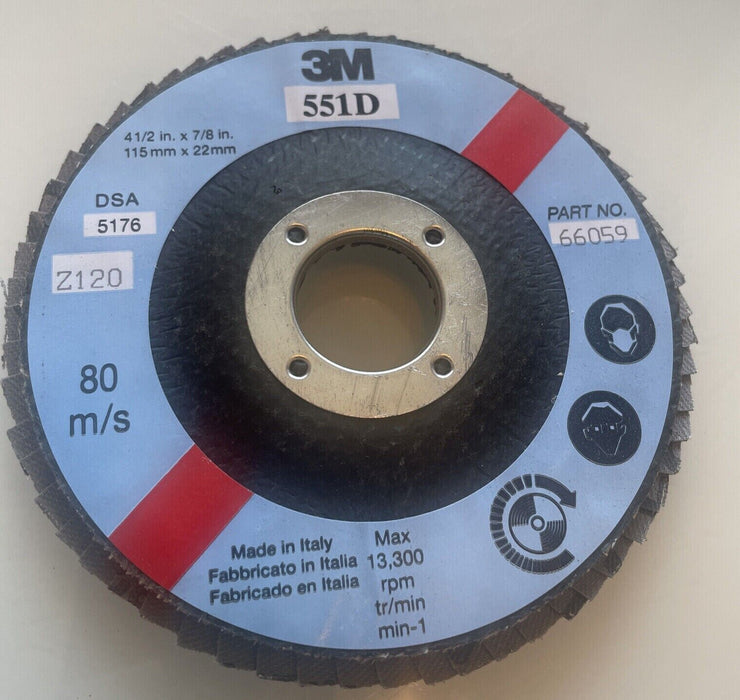 3M Flap Disc 551D  P120 115mm x 22 mm x 10