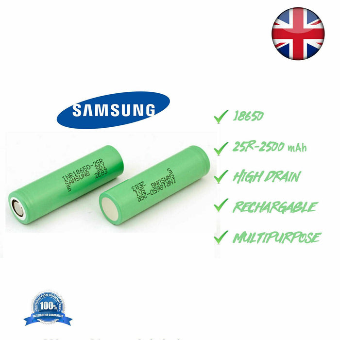 2 X SAMSUNG 25r 2500mAh Batteries 3.7v Rechargeable Battery Cells INR, IMR